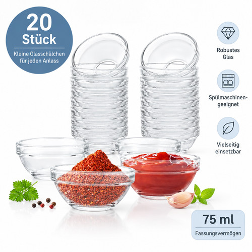 20x stapelschale 5cm glas - stapelschale, 7.5cm